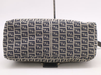 FENDI Canvas and Leather Zucchino Mamma Bucket Shoulder Bag, Gray