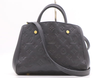 LOUIS VUITTON M41053 Monogram Empreinte Montaigne BB Noir Handbag with RFID Response Verified, SP3187