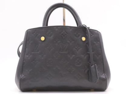 LOUIS VUITTON M41053 Monogram Empreinte Montaigne BB Noir Handbag with RFID Response Verified, SP3187