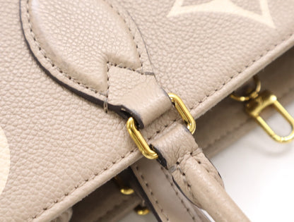 LOUIS VUITTON M45494 Empreinte Giant on the Go MM Tourterelle Creme Tote Bag