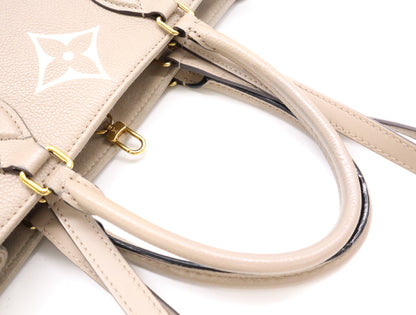 LOUIS VUITTON M45494 Empreinte Giant on the Go MM Tourterelle Creme Tote Bag