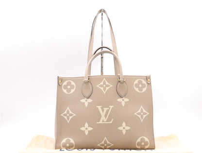 LOUIS VUITTON M45494 Empreinte Giant on the Go MM Tourterelle Creme Tote Bag