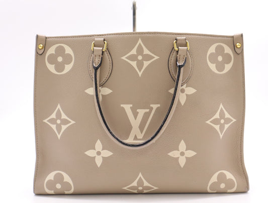 LOUIS VUITTON M45494 Empreinte Giant on the Go MM Tourterelle Creme Tote Bag