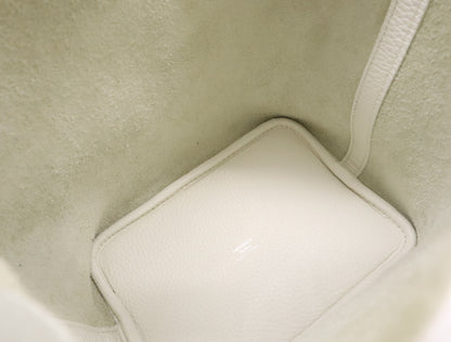 HERMES Picotin Lock PM Handbag, Double Stamp, 2024, Taurillon Leather, Silver Hardware, White, Handbag
