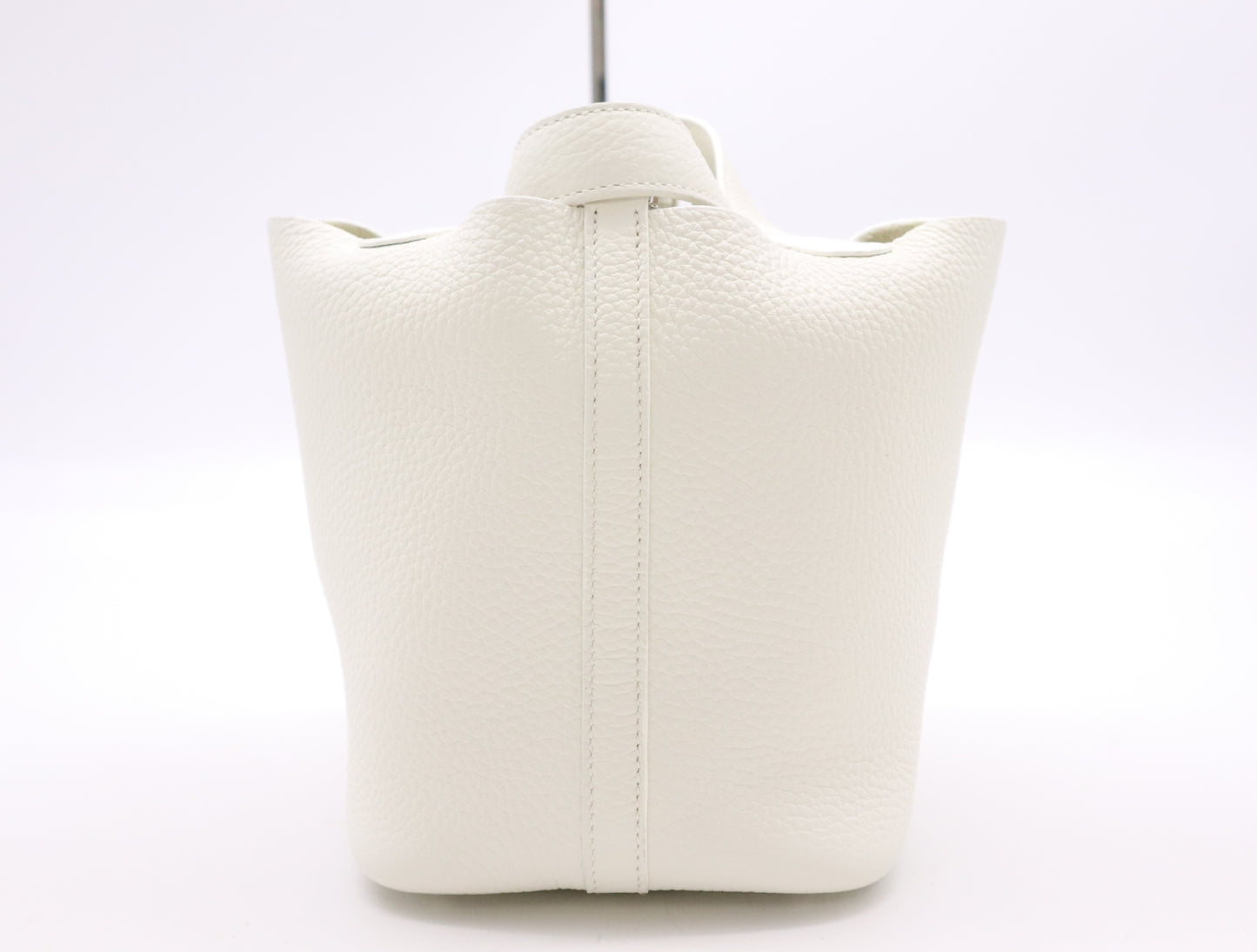 HERMES Picotin Lock PM Handbag, Double Stamp, 2024, Taurillon Leather, Silver Hardware, White, Handbag