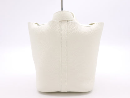 HERMES Picotin Lock PM Handbag, Double Stamp, 2024, Taurillon Leather, Silver Hardware, White, Handbag