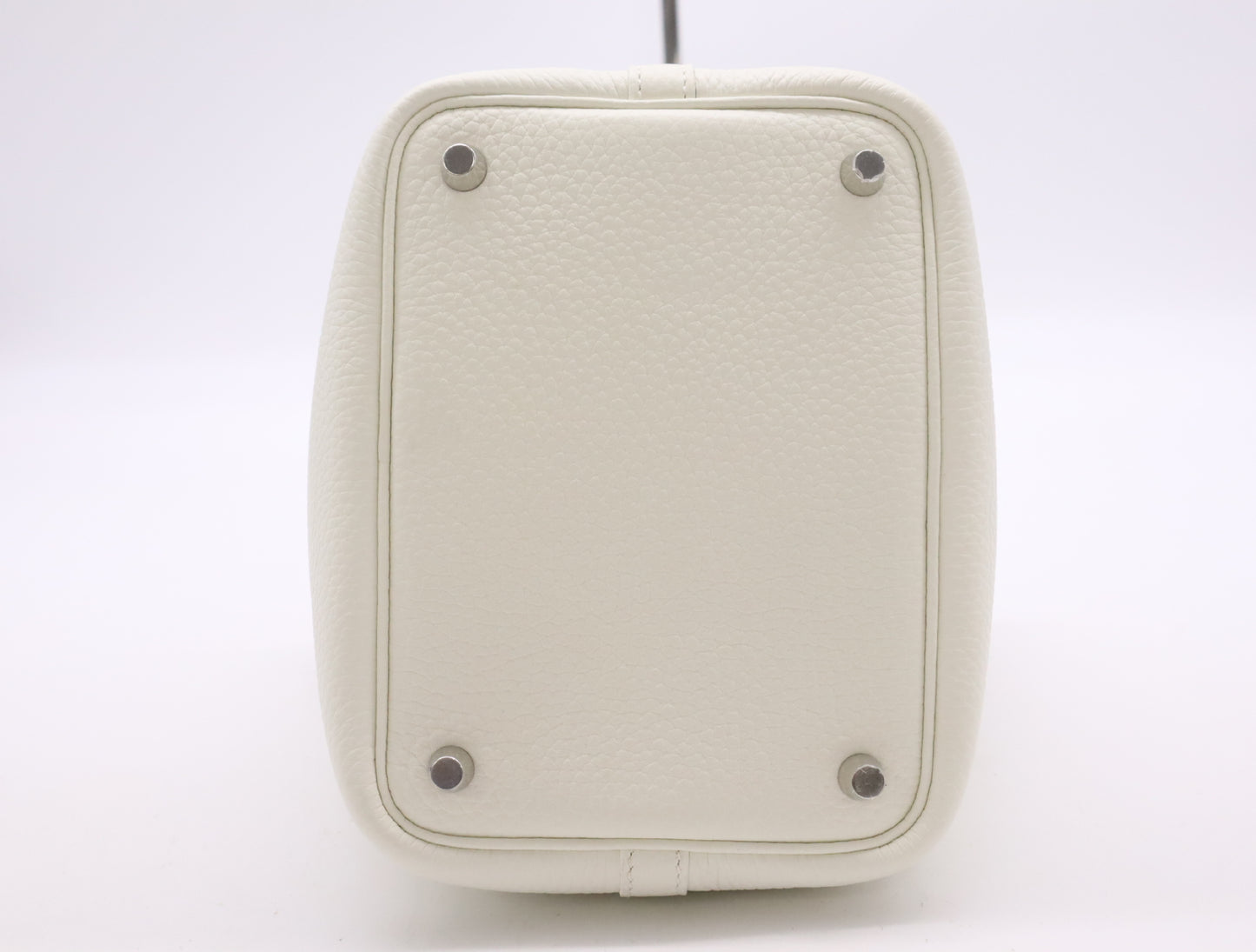 HERMES Picotin Lock PM Handbag, Double Stamp, 2024, Taurillon Leather, Silver Hardware, White, Handbag