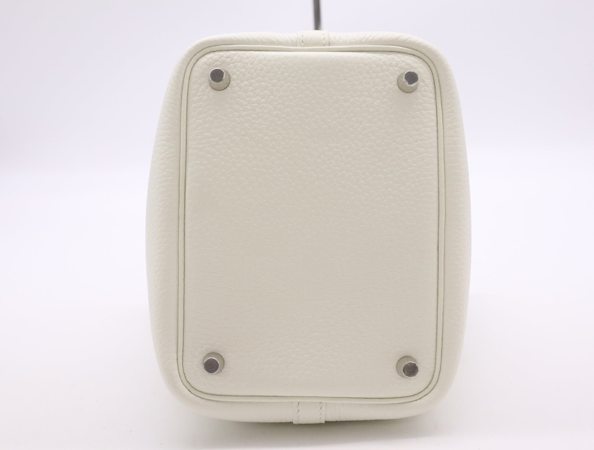 HERMES Picotin Lock PM Handbag, Double Stamp, 2024, Taurillon Leather, Silver Hardware, White, Handbag