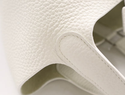 HERMES Picotin Lock PM Handbag, Double Stamp, 2024, Taurillon Leather, Silver Hardware, White, Handbag