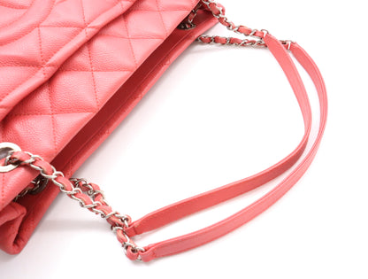 CHANEL Caviar Skin Matelasse Chain Tote Bag with Silver Hardware and Pink Seal 20329788 Shoulder Bag