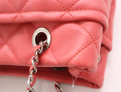 CHANEL Caviar Skin Matelasse Chain Tote Bag with Silver Hardware and Pink Seal 20329788 Shoulder Bag