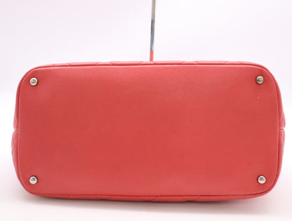 CHANEL Caviar Skin Matelasse Chain Tote Bag with Silver Hardware and Pink Seal 20329788 Shoulder Bag