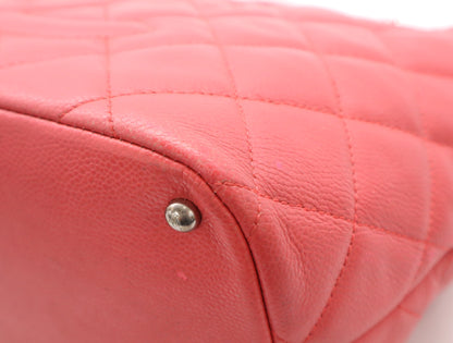 CHANEL Caviar Skin Matelasse Chain Tote Bag with Silver Hardware and Pink Seal 20329788 Shoulder Bag