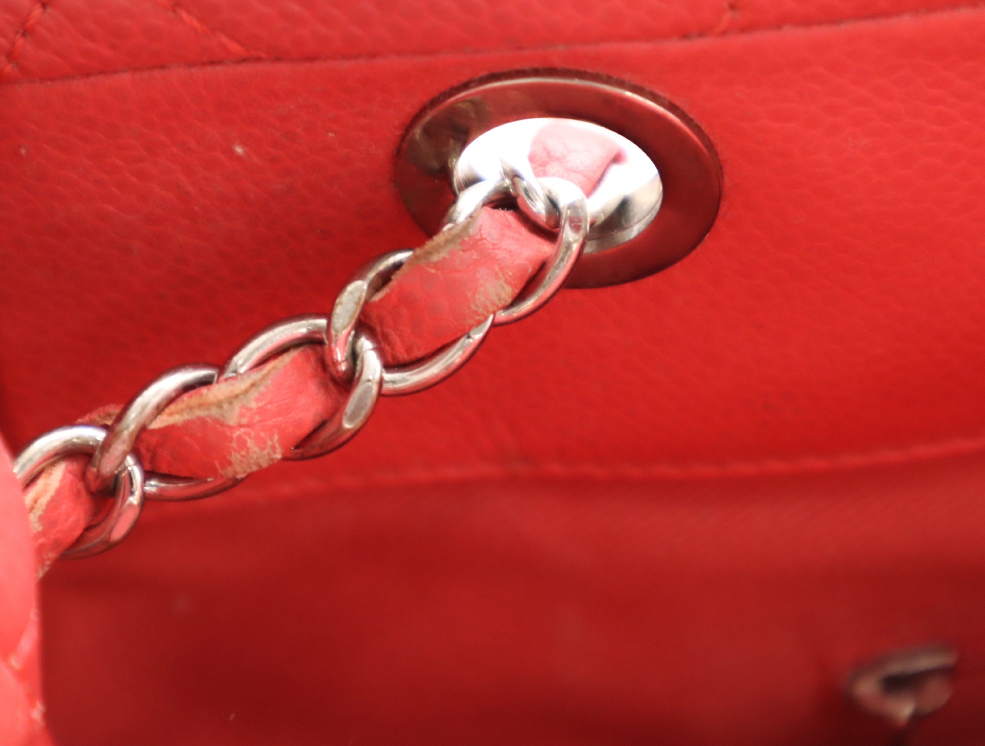 CHANEL Caviar Skin Matelasse Chain Tote Bag with Silver Hardware and Pink Seal 20329788 Shoulder Bag