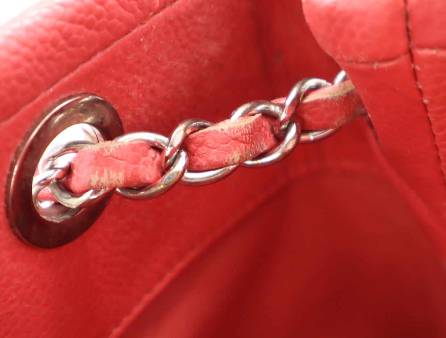 CHANEL Caviar Skin Matelasse Chain Tote Bag with Silver Hardware and Pink Seal 20329788 Shoulder Bag