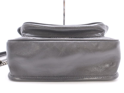 Yves Saint Laurent 633151 Leather Niki Baby Chain Shoulder Bag, Gray