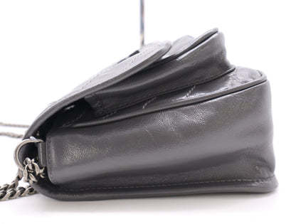 Yves Saint Laurent 633151 Leather Niki Baby Chain Shoulder Bag, Gray