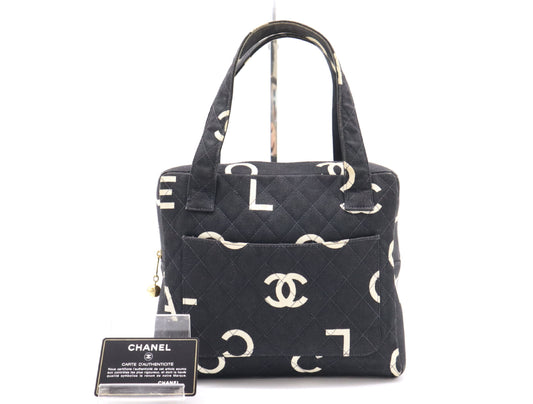 CHANEL Logo Coco Mark Handbag, Canvas, GD Hardware, Black, Sticker, Card, 4835518, Card Included