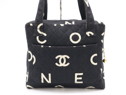 CHANEL Logo Coco Mark Handbag, Canvas, GD Hardware, Black, Sticker, Card, 4835518, Card Included