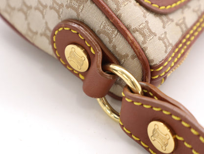 CELINE YS00/14 Macadam Mini Shoulder Bag in Beige and Brown Canvas and Leather, Includes Dust Bag
