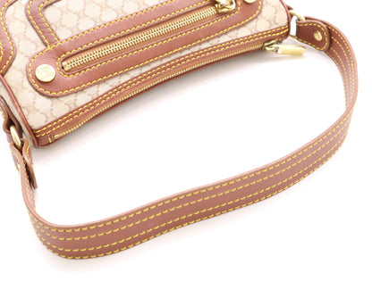 CELINE YS00/14 Macadam Mini Shoulder Bag in Beige and Brown Canvas and Leather, Includes Dust Bag