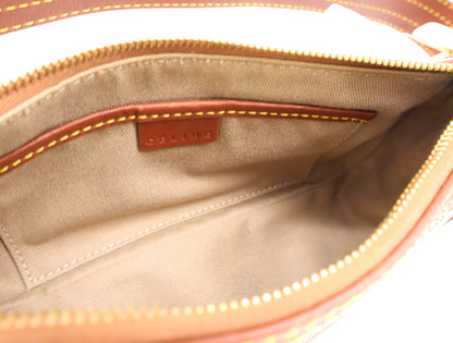 CELINE YS00/14 Macadam Mini Shoulder Bag in Beige and Brown Canvas and Leather, Includes Dust Bag