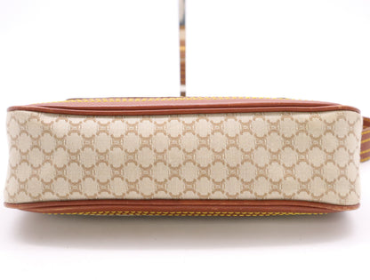 CELINE YS00/14 Macadam Mini Shoulder Bag in Beige and Brown Canvas and Leather, Includes Dust Bag