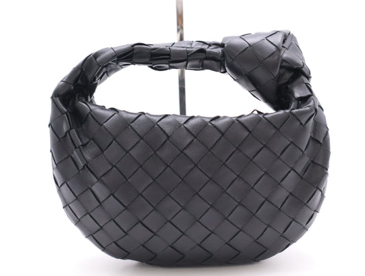 BOTTEGA VENETA 651876 Lambskin Intrecciato Mini Jodie Nappa Handbag in Black