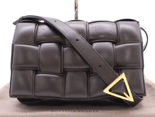 BOTTEGA VENETA 591970 Leather Maxi Intrecciato Padded Cassette Shoulder Bag in Bordeaux with Dust Bag