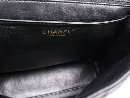 CHANEL Caviar Matelasse Handbag in Black with Turn Lock, GD Hardware, Card Holder, and Seal, 8083257
