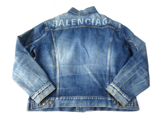 BALENCIAGA BALENCIAGA Demna-era FW17 back print denim jacket, oversized 38