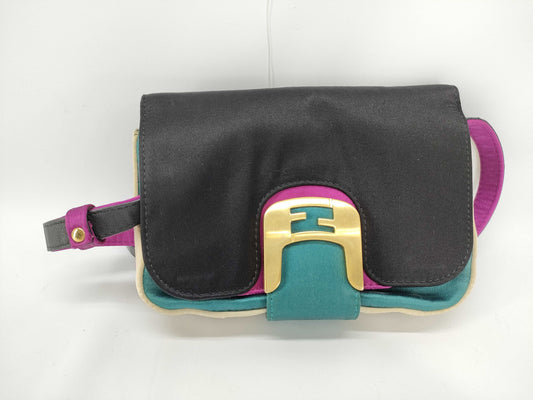 FENDI FF hardware satin shoulder bag