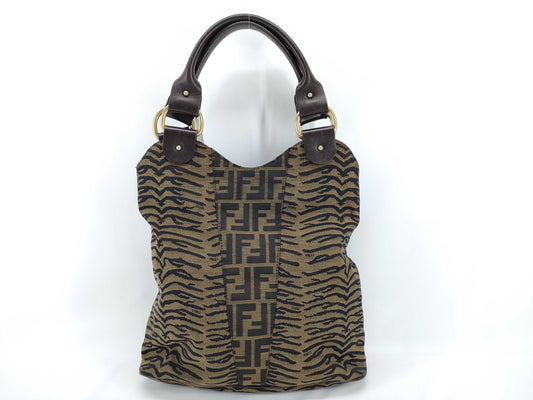 FENDI Zucca pattern zebra Zucca tote bag handbag