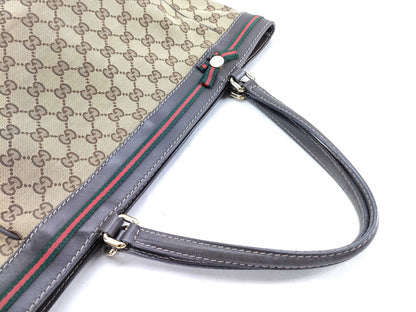 GUCCI GG Canvas GG Pattern Sherry Line Tote Bag