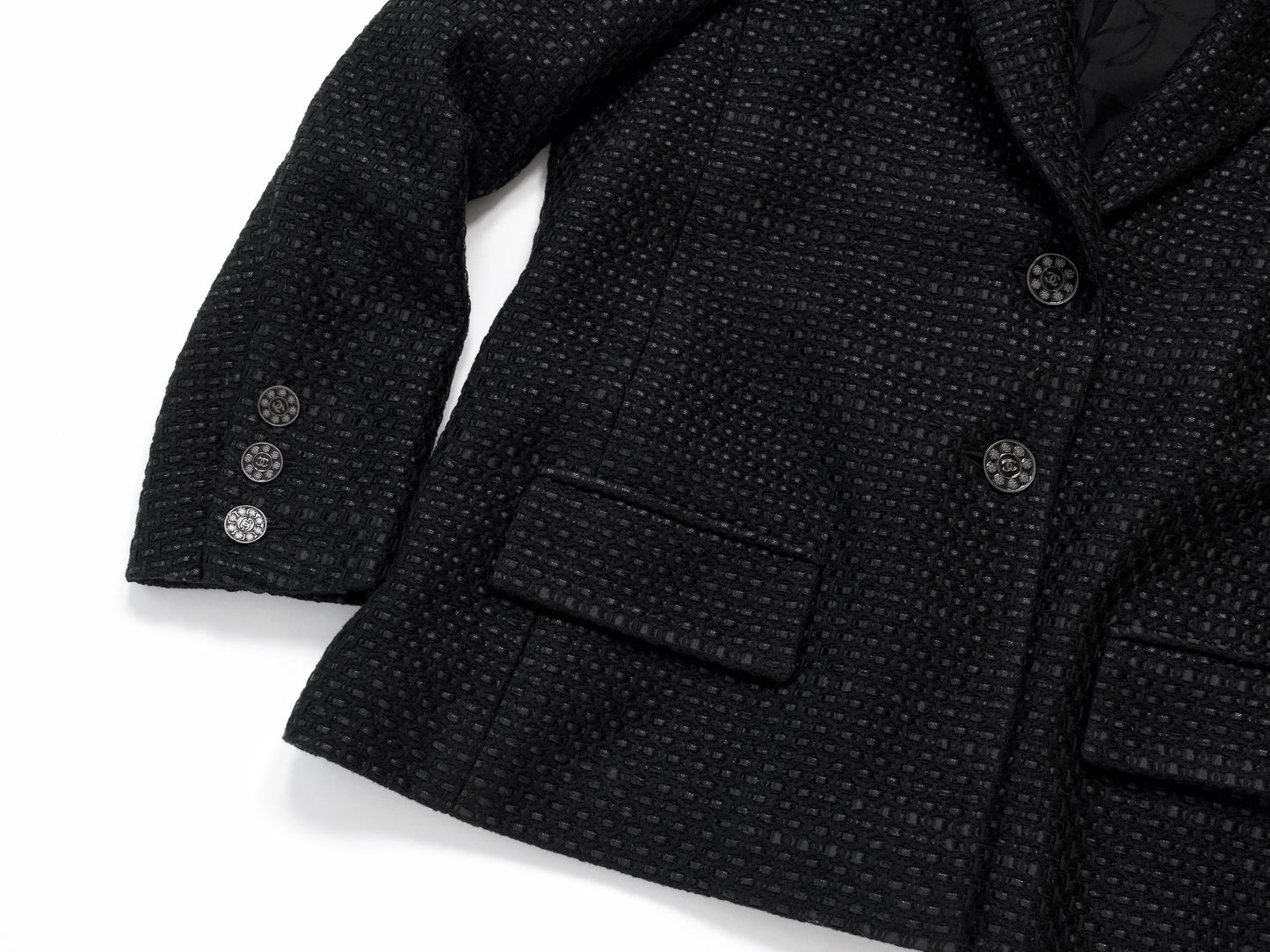 CHANEL 16C Black Tweed Jacket 42 Runway Jacket