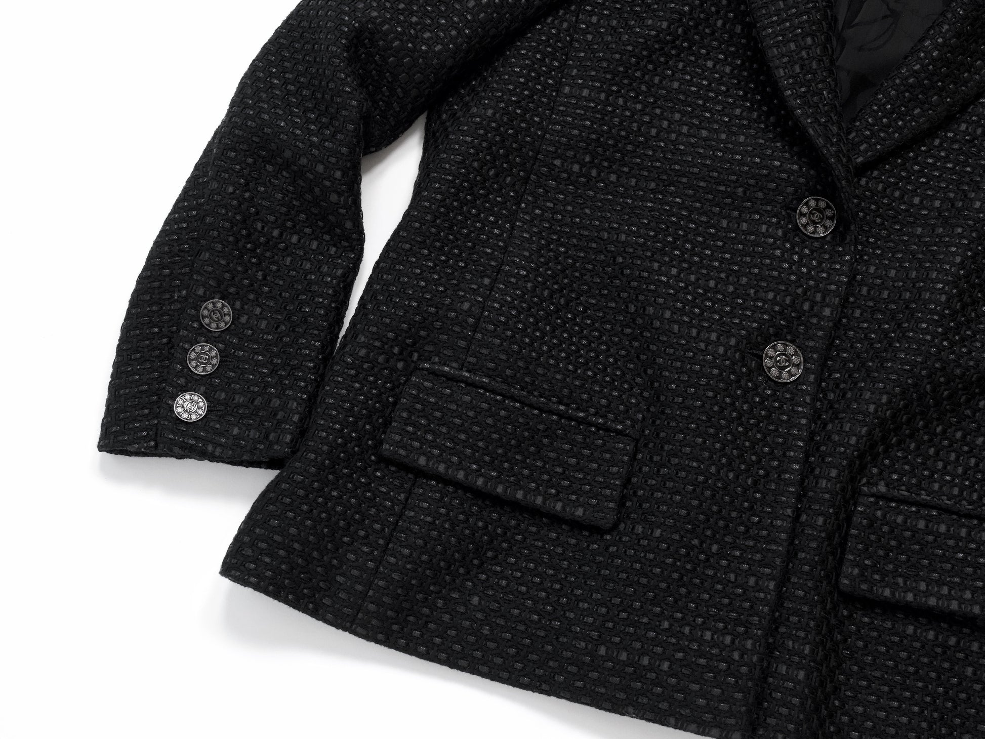 CHANEL 16C Black Tweed Jacket 42 Runway Jacket