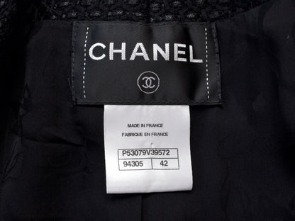 CHANEL 16C Black Tweed Jacket 42 Runway Jacket