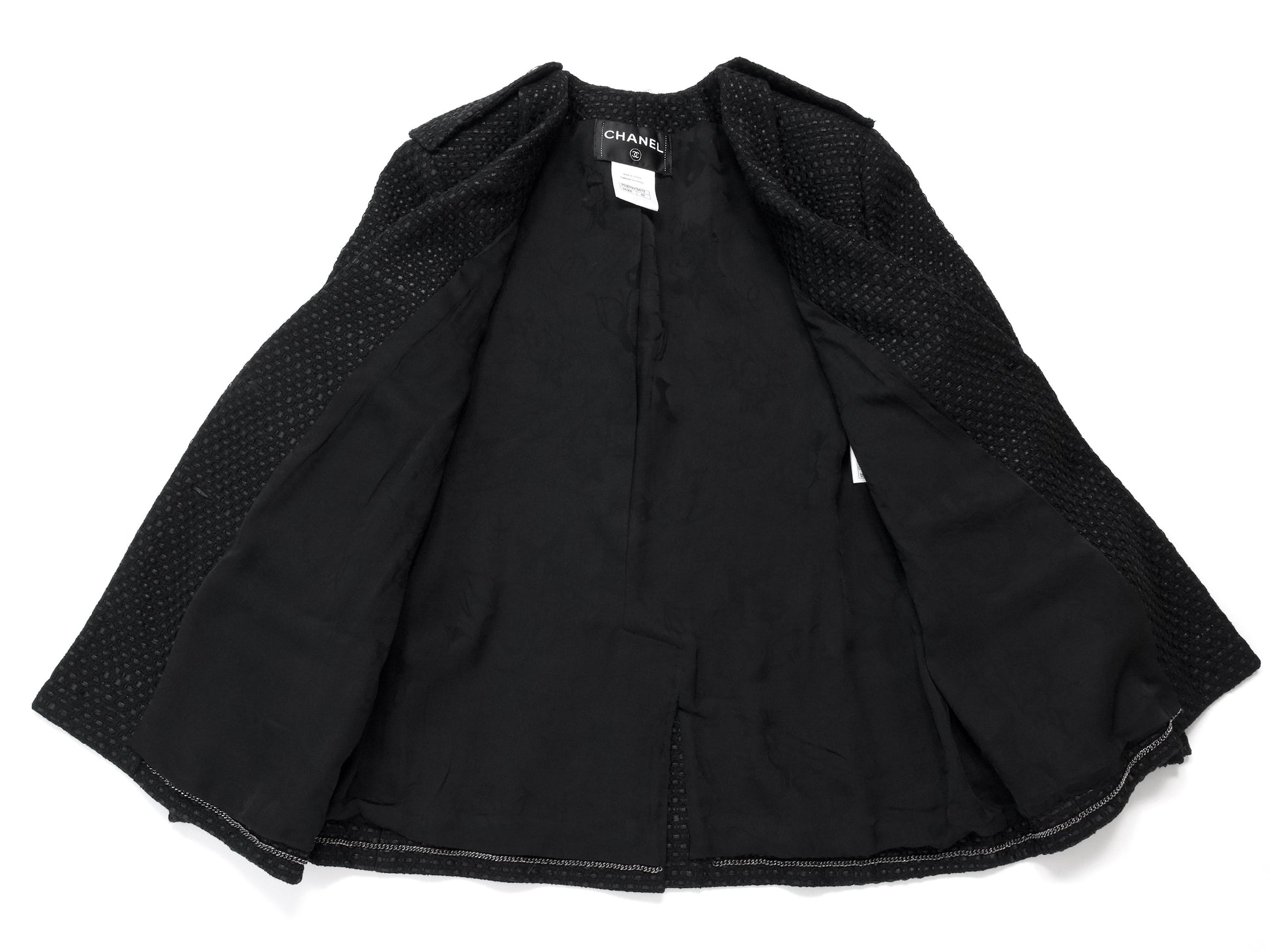 CHANEL 16C Black Tweed Jacket 42 Runway Jacket