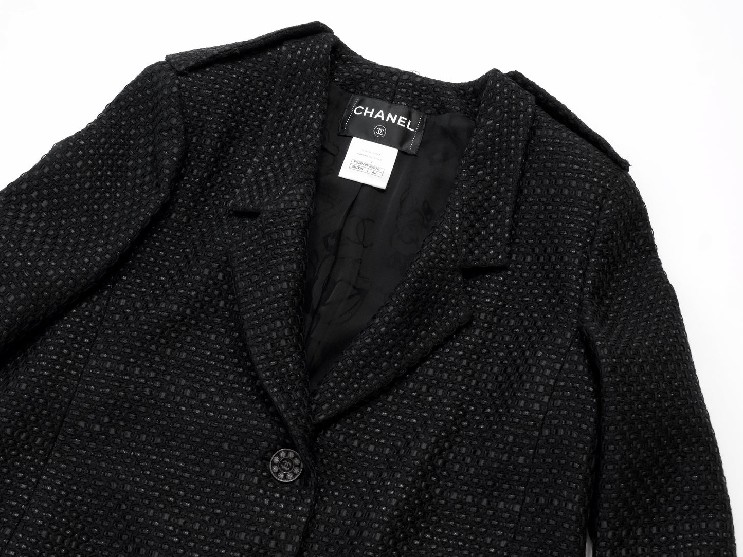 CHANEL 16C Black Tweed Jacket 42 Runway Jacket