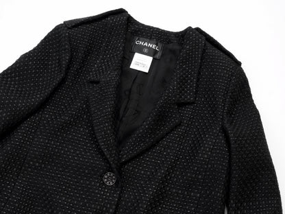 CHANEL 16C Black Tweed Jacket 42 Runway Jacket