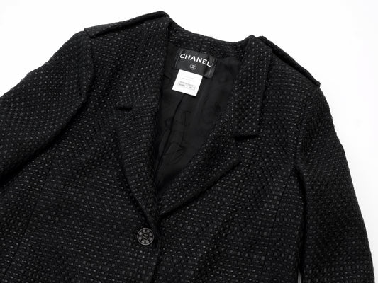 CHANEL 16C Black Tweed Jacket 42 Runway Jacket