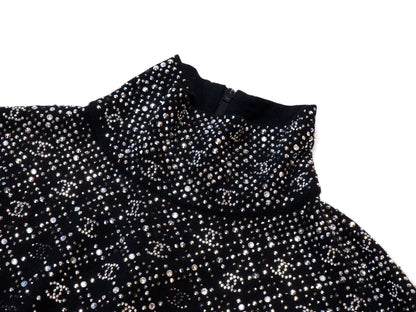 CHANEL 2022 CC Rhinestone Turtleneck, Size 36, Tops