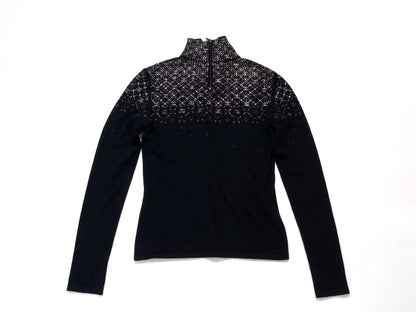 CHANEL 2022 CC Rhinestone Turtleneck, Size 36, Tops