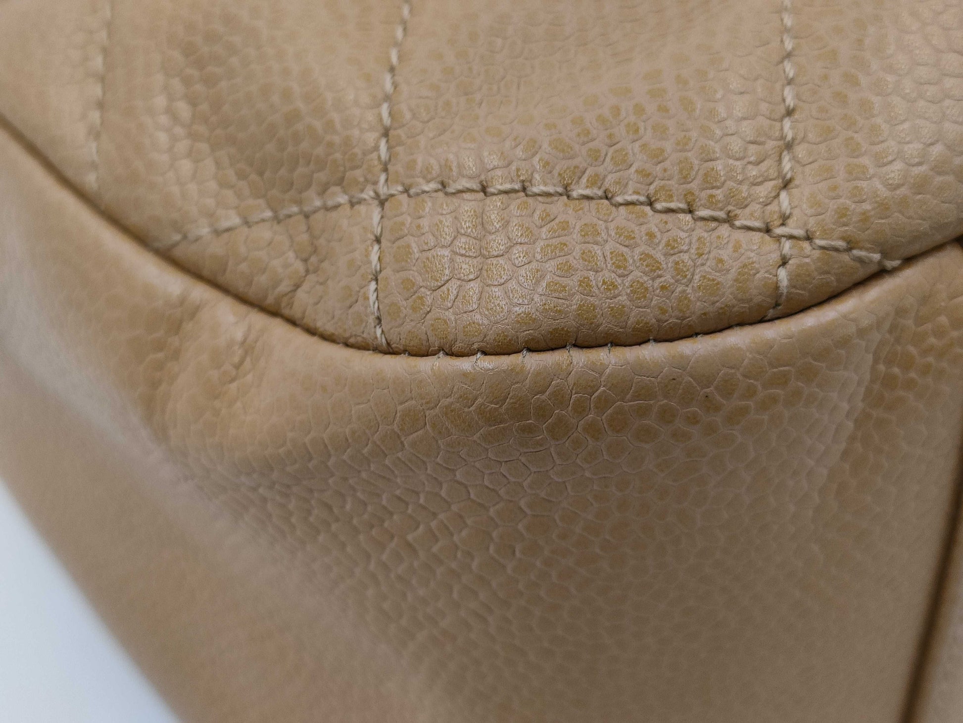 CHANEL Matelasse Caviar Beige Shoulder Bag