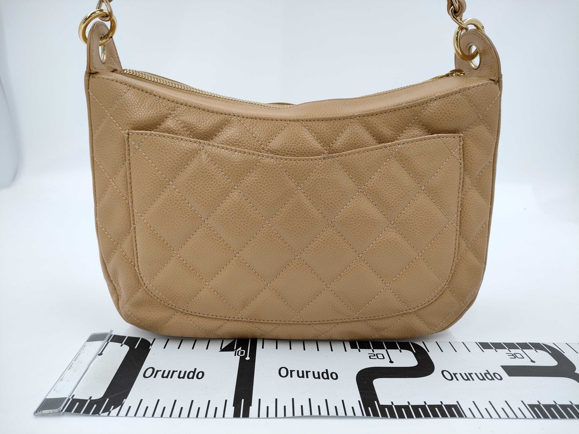 CHANEL Matelasse Caviar Beige Shoulder Bag