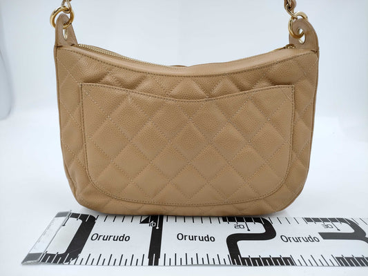 CHANEL Matelasse Caviar Beige Shoulder Bag