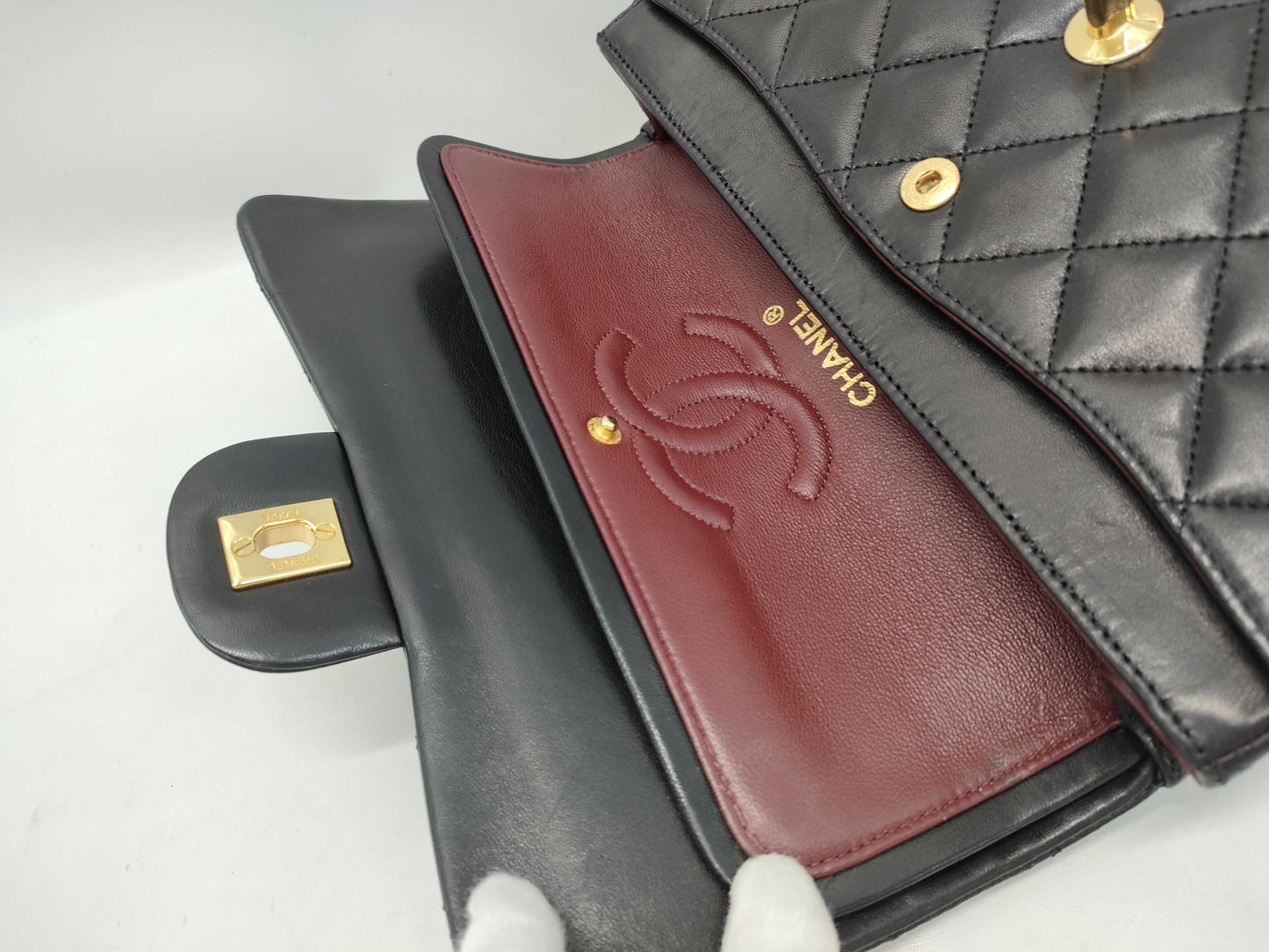 CHANEL Matelasse Coco Mark Turn Lock Double Chain Double Flap Shoulder Bag