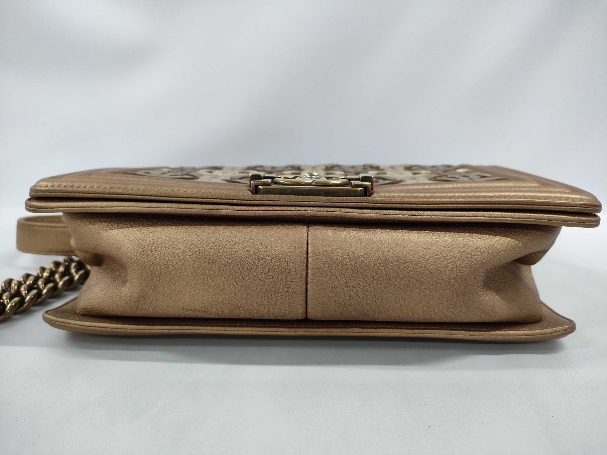 CHANEL Boy Chanel Bronze Silver Shoulder Bag