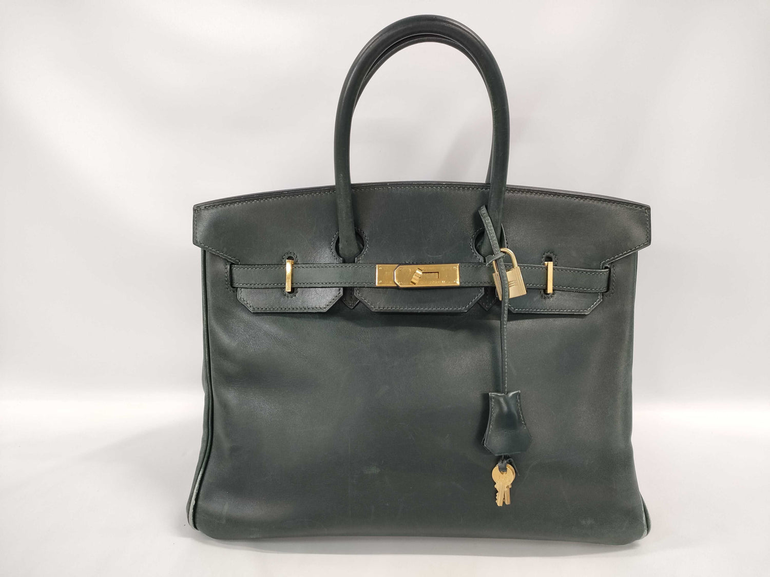 HERMES Birkin 35, Gold Hardware, Green, □*Handbag