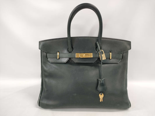 HERMES Birkin 35, Gold Hardware, Green, □*Handbag